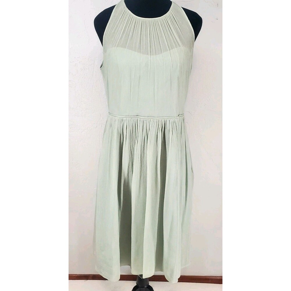 100% Silk Green Dress Feminine Coquette Regency Romantic Pastel‎ | J. Crew Sz 10